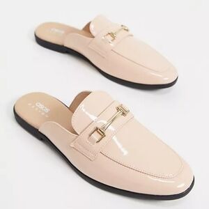 ASOS DESIGN Backless Mule Loafer In Pink Patent Faux